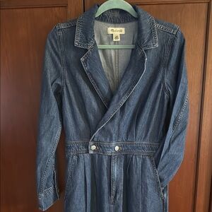 Madewell Dark Blue Denim Wide-Leg Jumpsuit